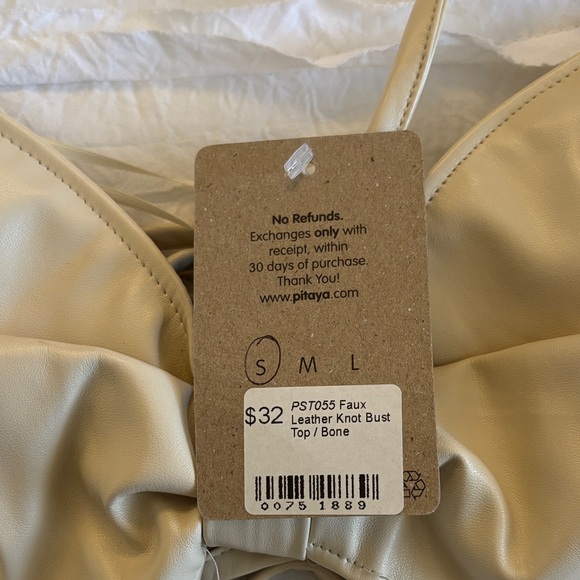 Pitaya Bone Faux Leather Knot Bust Top - Picture 2 of 3